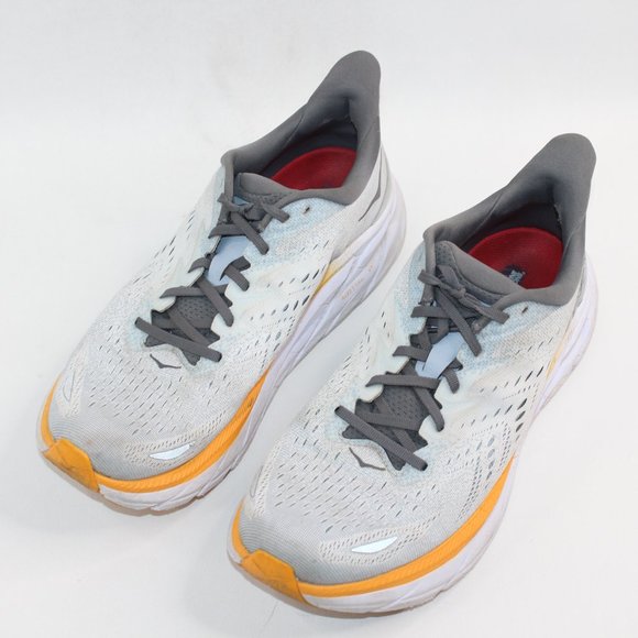 Hoka Clifton 8 White Grey Yellow Mens Road Running Shoes 119393 Size 11.5D #142 - Picture 2 of 14
